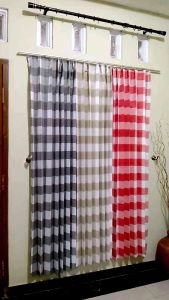 Gorden Jendela Pintu Emily Plisket Polymicro Minimalis Motif Kotak 200x200 cm