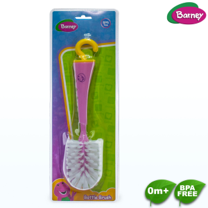 Barney 2-in-1 Baby Bottle & Nipple Brush Nylon Bristle For Safe And Gentle Cleaning