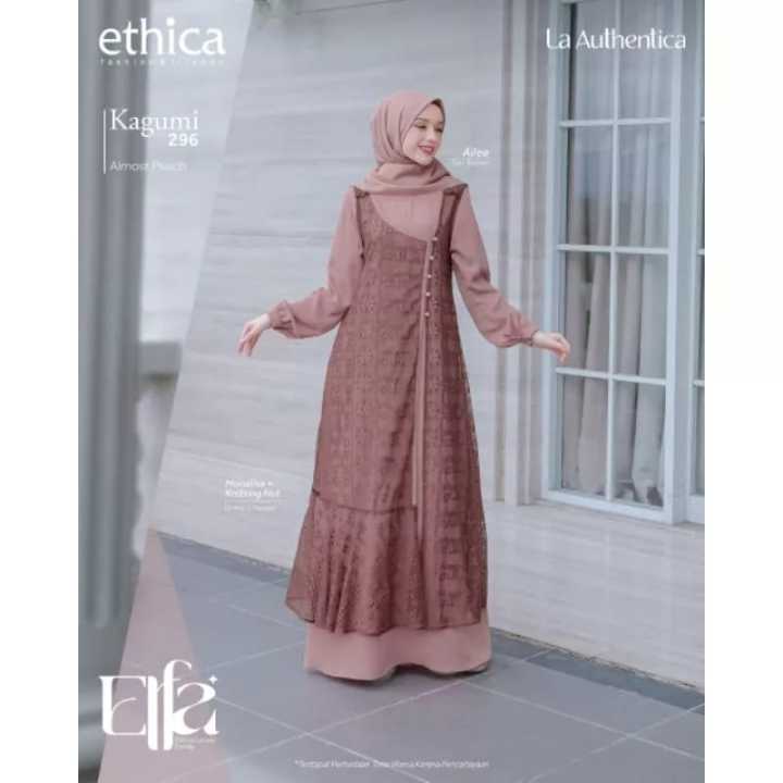 GAMIS ETHICA KAGUMI 296 ALMOST PEACH Gaun Panjang Ethica Batik