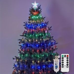 SPARAK Chiều dài 2M Đèn thác nước hình ngôi sao 198 đèn LED Thiết kế thác nước Đèn dây trang trí Giáng sinh Quà tặng Sử dụng trong nhà/ngoài trời Đèn trang trí cây thông Noel Đồ trang trí Giáng sinh