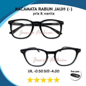 Kacamata Minus ( - ) Model Oversize Kotak Frame Hitam Lensa Bening Transparan Untuk Remaja Dewasa Pria Wanita Model Terbaru Kekinian - FREE CASE