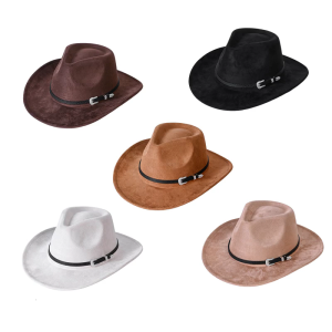 Homburg mũ cao bồi Với Độc Đáo khóa bạc Mũ phớt mềm mũ đội đầu Cổ Điển Porkpie Hat Cho Cậu Bé Mũ nam bữa tiệc chủ đề