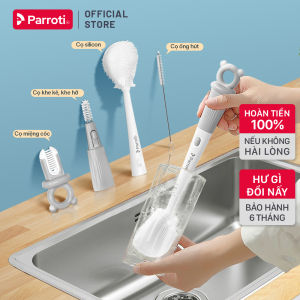 Cây Cọ Bình Thông Minh 4 Trong 1 Đầu Cọ Silicon 4 Chi Tiết Linh Hoạt Cây Cọ Rửa Ly Bình Nước Đa Năng Parroti - CB02