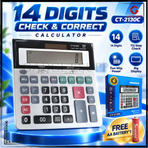 🔥IN STOCK🔥 Large Display 14 Digits Calculator 112 Step Check & Correct Two Way Power Office Calculator