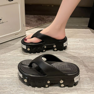 [Free Shipping] Paris-Style Thick-Soled Flip-Flops For Women Summer Outdoor Wear EVA Height-Increasing Sandals MenS Style Trendy
