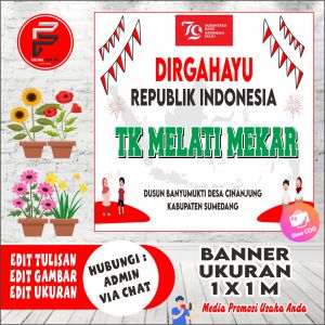 Spanduk HUT RI / Spanduk Hari Proklamasi / Spanduk Kemerdekaan / Banner HUT RI Ukuran 1 x 1 meter
