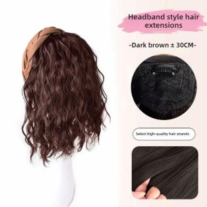 VOYUE U-Shape Curly Headband Long Wavy Natural Hairpieces Synthetic Cute Hair Extension Hair Band Women