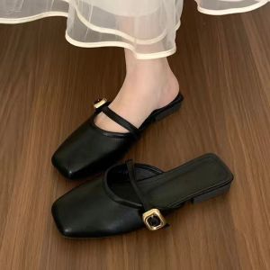 [Free Shipping] Unique design retro closed-toe mules for women summer outdoor wear stylish and casual slip-ons