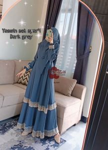 Gamis polos set hijab / athata gamis Yasmin set khimar syari / gamis set hijab syari bahan crinkle premium