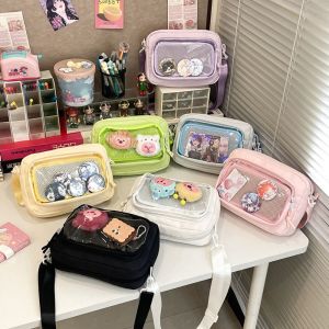 NCUMBE ไนลอนทำจากไนลอน สีทึบ itabag ถุงซิปซิป กระเป๋าตุ๊กตาผ้าฝ้าย กระเป๋าสะพายไหล่แบบสั้น หวานหวานแหววว กระเป๋าเงินสตรี ถุงโปร่งใส กระเป๋ารายการขนาดเล็ก