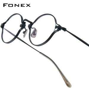FONEX Pure Titanium Glasses Frame Women Brand Design Vintage Retro Round Eyeglasses Men Full-Rim Japanese High-Quality Ultralight Custom Myopia Optical Prescription Eyewear KMN188