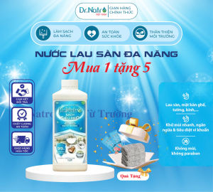 Nước Lau Sàn Đa Năng Dr Natro - Vệ Sinh Nhà Cửa Loại Bỏ Mùi Hôi Diệt Khuẩn Tốt - Chai 1 lít - Tặng 1 chai tẩy 50ml và 2 khăn lau