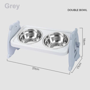 Cat Bowl Stainless Steel Double Bowl Food Water Bowls with Stand Makanan Kucing Height Adjustable Pet Feeder
