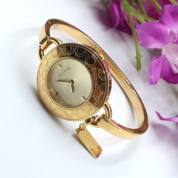 Coach 14501242 Signature C Phoebe Quartz Gold Bezel Gold Dial Gold Ladies Bangle Watch Lazada PH