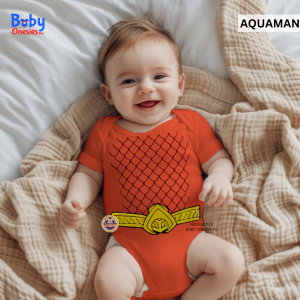 Aquaman Baby Costume Onesie 0–12 Months | Superhero Cotton Bodysuit