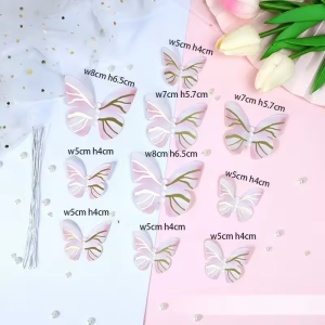 DINOSO Set Cake Topper Dekorasi Hiasan Kue Ulang Tahun Bentuk Kupu-Kupu Cantik Topper Hiasan Buket Set Decoration