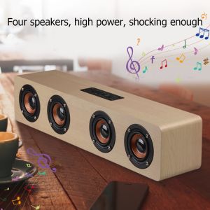 12W Hifi Bluetooth Loudspeakers Wireless Stereo Subwoofer Altavoz Wood Home Audio Desktop Speaker Handsfree Player