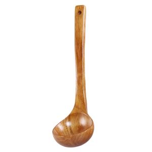 HISTO Supplies Utensils Round Mixing Stirrer Natural Long Handle Porridge Kitchen Hot pot spoon Wood Spoon Rice Soup Spoon Soup Ladle Ladle Scoop