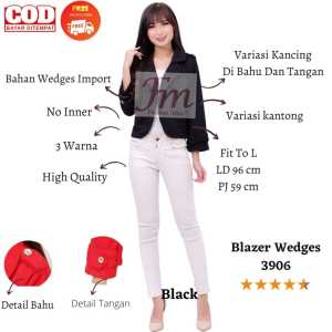 Femme Ols Blazer Pakaian Kerja Formal Bahan Wedges Fashion Wanita 3906