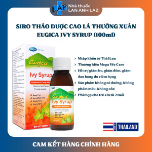 Siro thảo dược EUGICA IVY SYRUP (Hàng nhập khẩu) - Sirô hỗ trợ giảm ho giảm đờm giảm đau họng.
