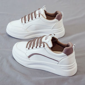 CODWhite shoes for women summer new round toe easy to match casual sports shoes low cut thick soled height increasing board shoes