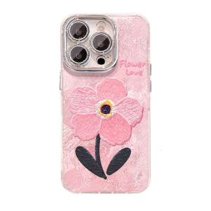 3D Embroidered Blossoms Pattern Phone Protective Case Shock Absorbing Corner Slim for Phone 15/16 Series