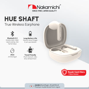 Nakamichi HUE SHAFT TWS Earphone Full Bass IPX4 Anti Keringat  Bluetooth Mic HD