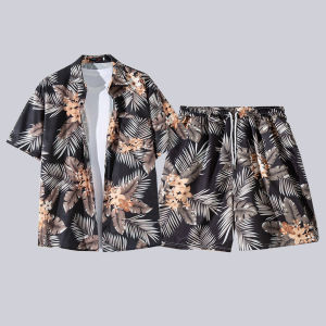 ชุดฮาวายเอี้ยนชายหาดลายดอกไม้ แขนสั้น เสื้อปัก แฟชั่นพักผ่อน