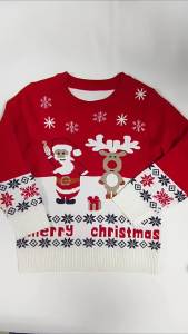 2025 ใหม่ เสื้อกันหนาวเด็กฤดูใบไม้ร่วงฤดูหนาวสไตล์ยุโรปและอเมริกา เสื้อคริสต์มาสสำหรับเด็กชายและเด็กหญิง คอกลม เสื้อถักลายการ์ตูน