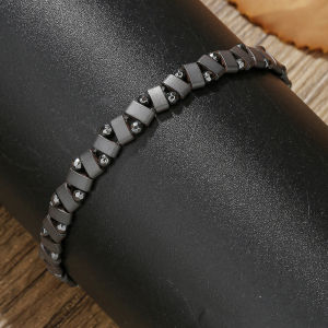 Salime Hip Hop Elastic Beaded Non-fading Men Bracelet Simple Black Stone Irregular Bracelet Simple Party Jewelry Accessories