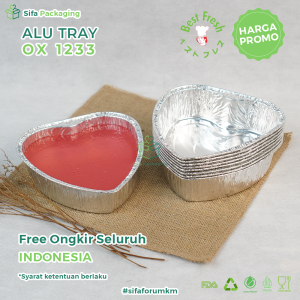 Alumunium Foil Tray Cup OX 1233 Lasagna Macaroni Schotel Klapertart Spaghetti Brulee Roti Brownies Bolu Pie Pudding isi 50 pcs