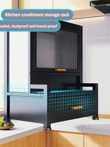 SJORAGE On Hand🔥Free 4pcs seasoning box Multifunctional Kitchen Spice Rack with Cabinet Door Countertop Condiment Organizer Knife Chopstick Cutting Board Storage Shelf Space Saving Kitchen Organizer Rack