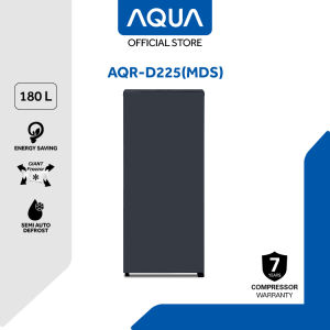 AQUA Kulkas 1 Pintu 180 L [Dark Silver] - Giant Freezer - Environmental Friendly - Semi Auto Defrost - Tempered Glass Tray - Bigger Vegetable Tray - Energy Saving - AQR-D225(MDS)