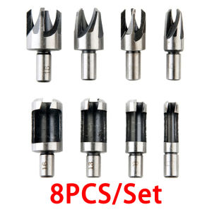 8PCS Wood Plug Cutter Drill Bit Set Straight Tapered Cutting Tool Cork Knife HSS Claw Type Woodworking Hole Opener Reaming Drill Bit