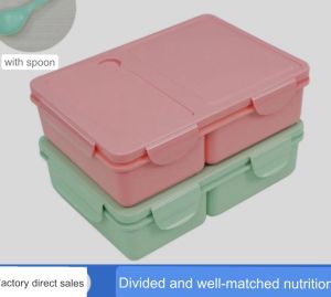 Refrigerator Storage Belt divider Microwave lunch box Plastic crisper Portable outdoor picnic box Bento sealed box with spoon