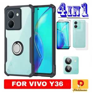[PAKET 4IN1] Case Shockproof Transparent Vivo Y36 4G / Y36 5G / Vivo Y35 Casing Gratis Holder Ring