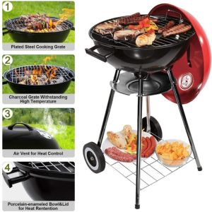 CHUANGCHAO Charcoal Grill Portable Griller 17 inches Outdoor Camping BBQ with Stand Outdoor Barbecue