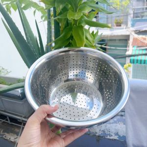 Bộ thau rổ inox 304 vo gạo rửa rau củ quả tiện lợi Chậu kèm rổ inox SÂU LÒNG DÀY DẶN HÀNG LOẠI 1 - gia dụng Nari