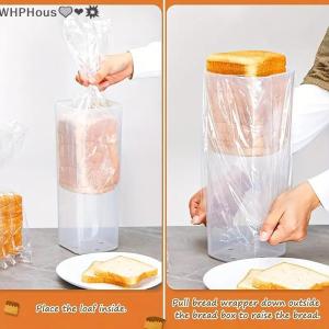 WP💓💛💖 Airtight Bread Storage Container Plastic Loaf Bread Box With Lid Fresh Sandwich Bread Keeper Compact Countertop Dispenser