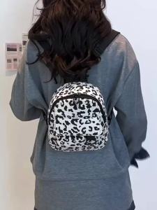New womens bag with leopard print multi-purpose shoulder crossbody and backpack design corduroy large-capacity bag niche corduroy style