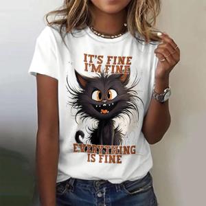 Cute 3D Animal Print Womens T-Shirt Fashion Cartoon Cat Pattern Ladies Clothing Casual O-neck Short Sleeve Tee Summer Loose Top h260615