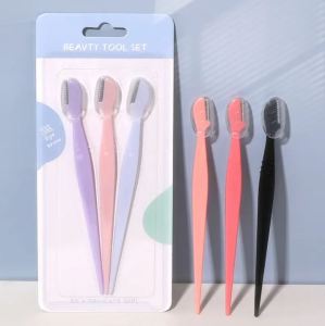3pcs Mini Eyebrow Razor Eyebrows Shaver Stainless Steel with Safety Cover
