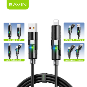 BAVIN CB392 240W/CB394 60W PD 4in1 Super Fast Charging Data Cable Multi-Compatible Cord for Laptop/ Android/ iPh Devices