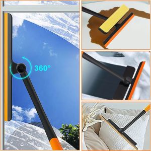 3 in 1 Window Cleaner Wiper Handheld Double Sided Window Screen Glass Cleaning Brush Glass Scraping Rotatable Tool