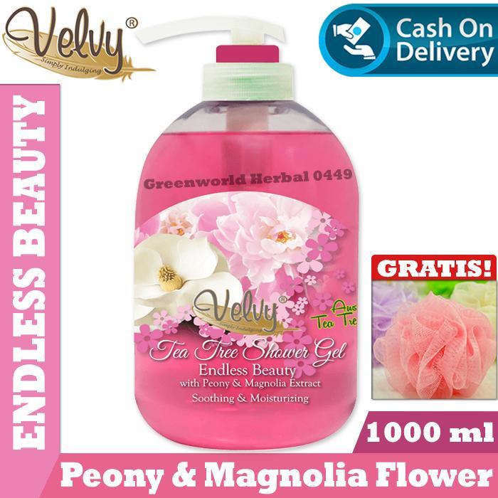 Velvy - Moisturizing Shower Gel - Original - Scent Peony Magnolia - Sabun Pemutih Badan - Sabun Mandi Cair - 1000 ml