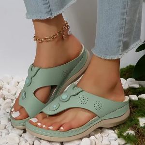 [Free Shipping] WomenS Casual Oversized Slip-On Sandals With A Wedge Heel And Flat Sole Perfect For Wearing Outdoors And On The Beach Available In Stock