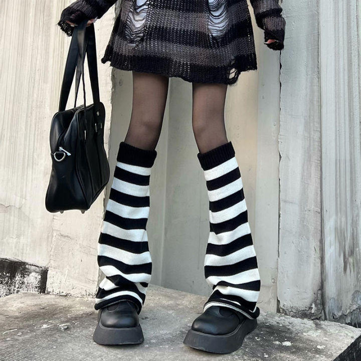 MagicLady Japan Style Knitted Kawaii Leg Warmers y2k E-girl Dark Academia  Winter Long Socks Stockings Harajuku Grunge Knee High Boot Leggings