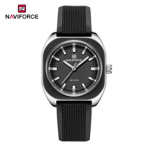 NAVIFORCE Original Women Girls Quartz Watch Square Simple Dial Breathable Silicone Strap Luminous Pointer Waterproof Casual Fashion Accessories Girl Womens Watch NF5061