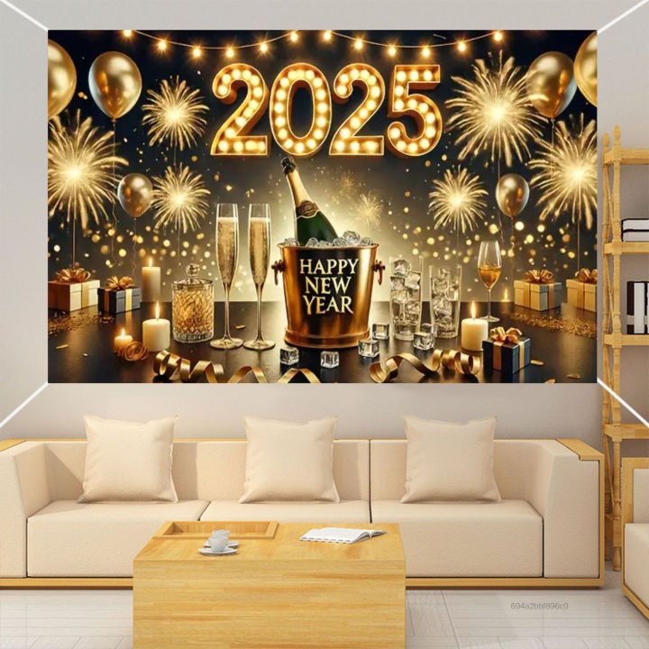 Biểu ngữ chúc mừng năm mới 2025 Dễ dàng cài đặt Phông nền chụp ảnh cực ...