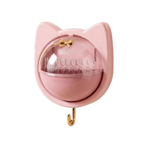 YANGS Cat Ear Storage Organizer Wall-Mounted Multi Functional Storage Box Home Decor Clear Flip Lid Bathroom Storage Bathroom